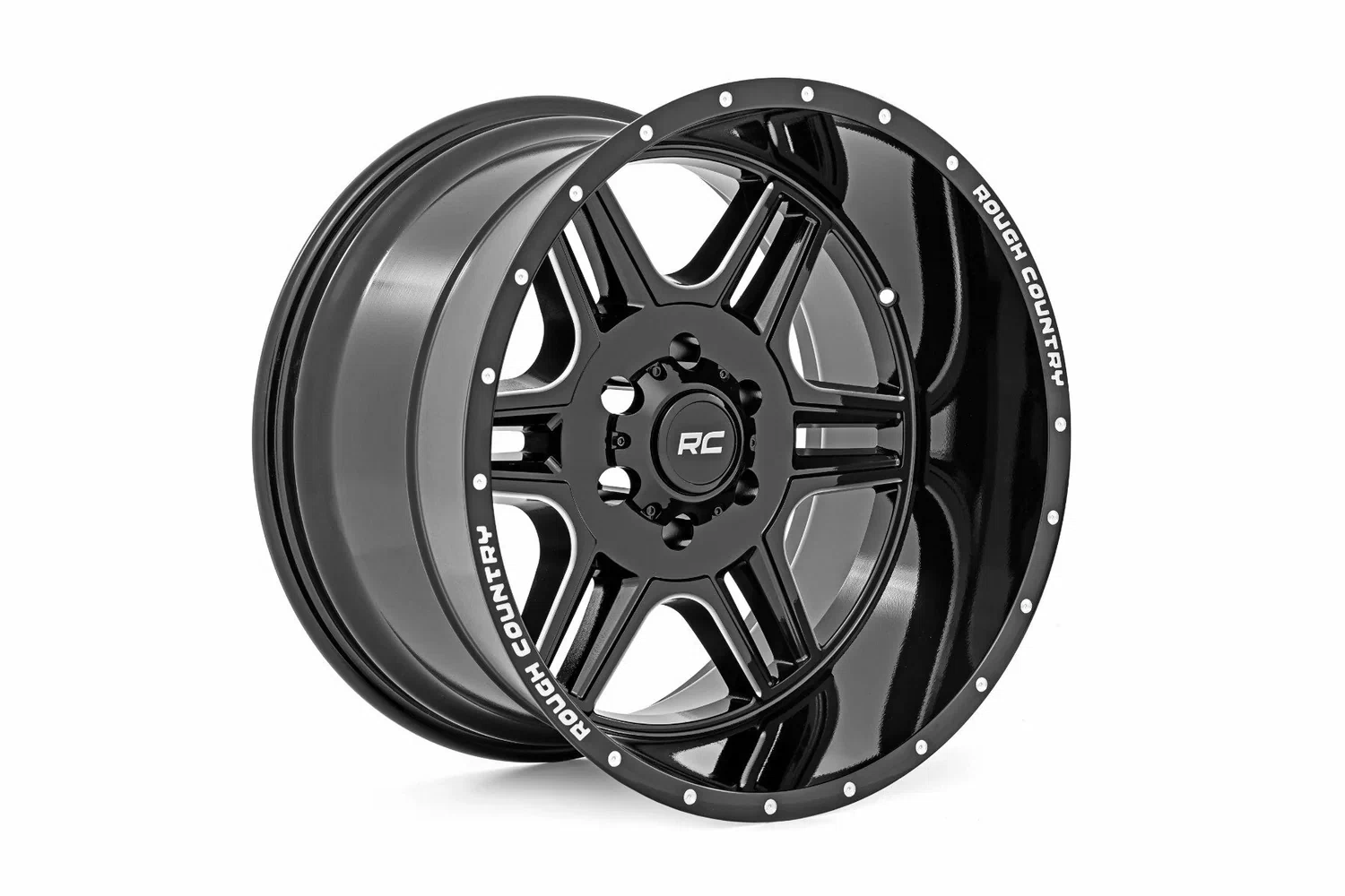 Rough Country _ Rough Country 92 Series Wheel _ Machined One-Piece _ Gloss Black _ 18x9 _ 5x5 _ +0mm